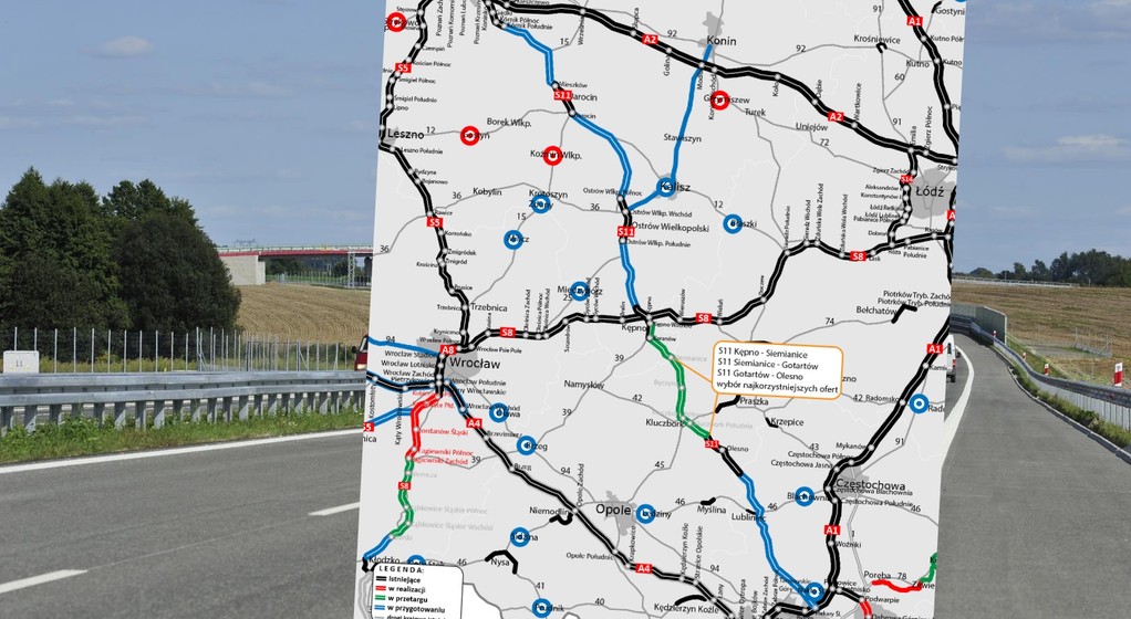 Mapa - S11 Kępno — Olesno