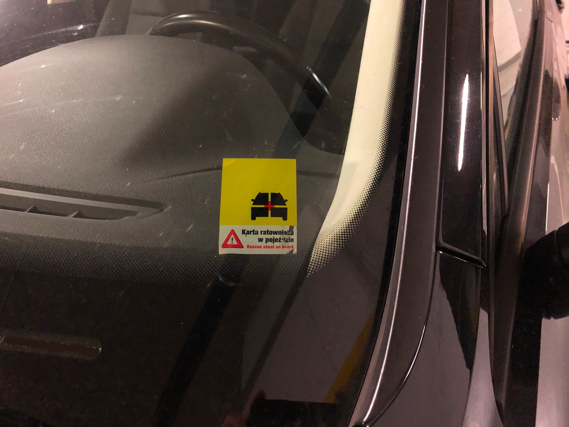 Karta ratownicza - naklejka na szybie