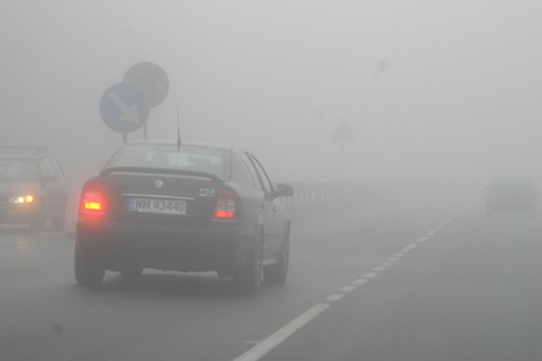 Światła w deszczu i mgle