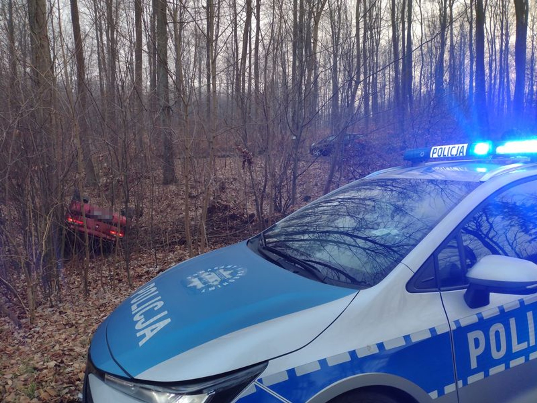 Ucieczka przed policją. Dachowanie w lesie