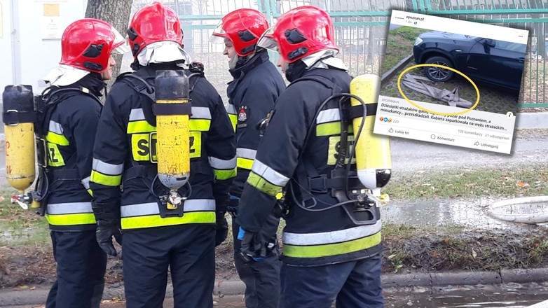 Parkując, wstrzymała akcję strażacką (Screen: Facebook/epoznan)
