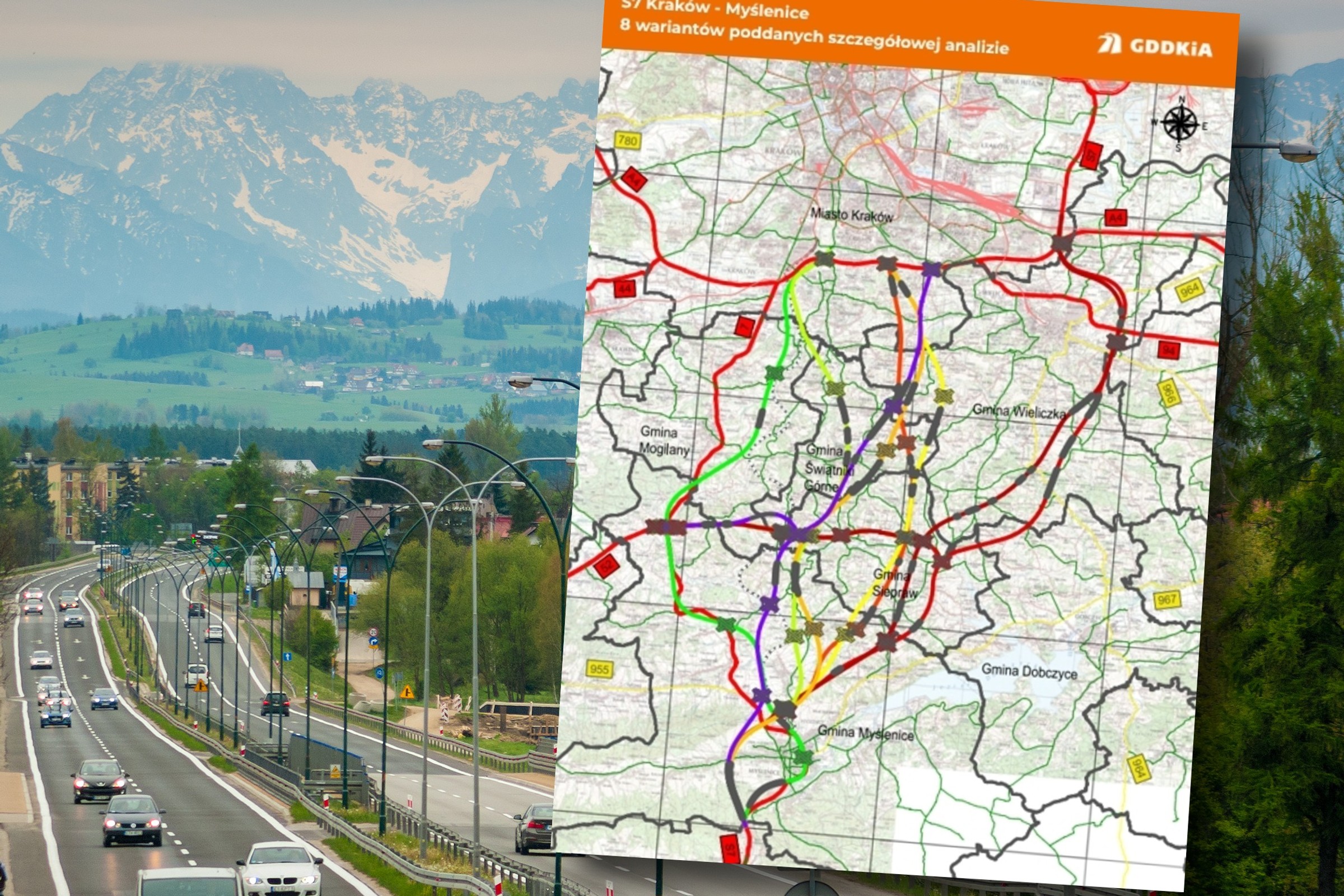 GDDKiA przedstawiła warianty trasy S7 Kraków - Myślenice. Miasto nie zgadza się na te plany