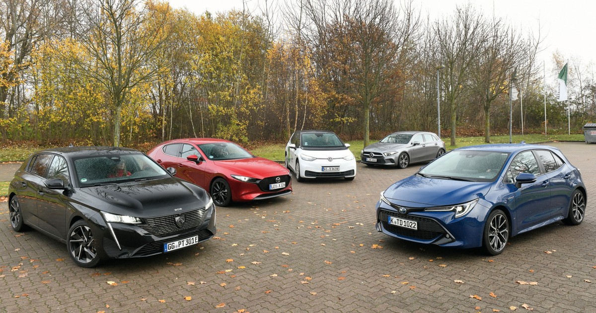Porównanie: Mazda 3, Mercedes klasy A, Peugeot 308, Toyota Corolla, Volkswagen ID.3