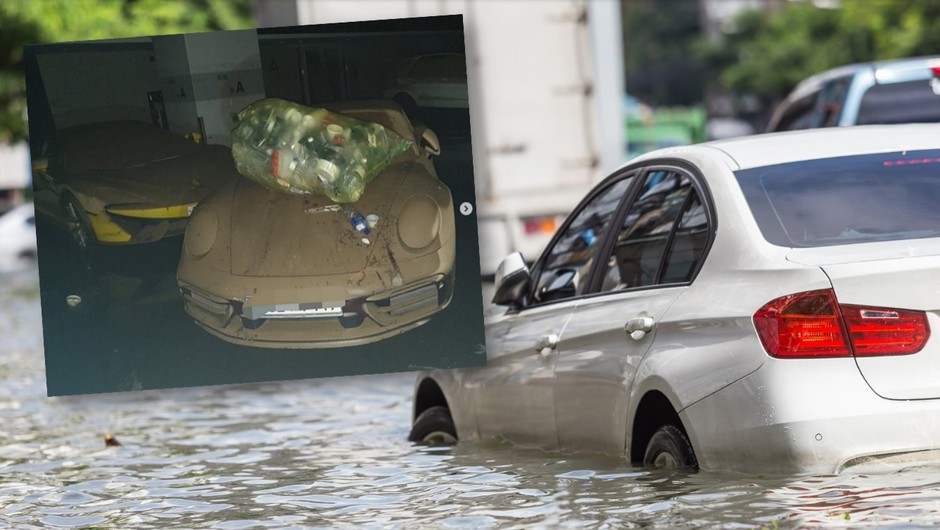 Supersamochody zalane w Seulu podczas ulewy dekady