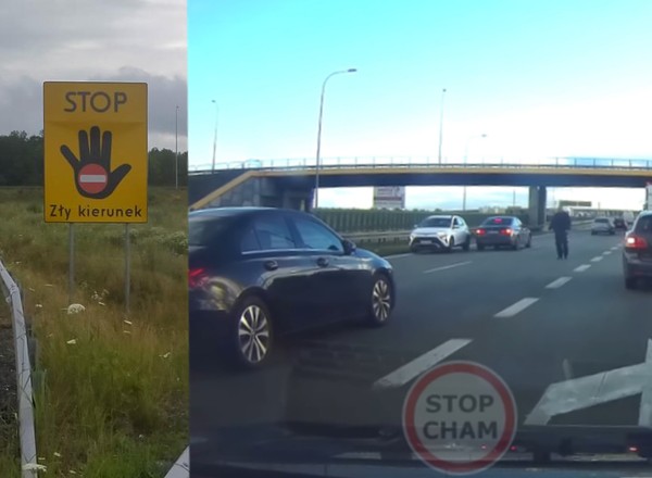 Jechał pod prąd na A1. Nadjechało nieoznakowane BMW i... zaskoczenie [WIDEO]