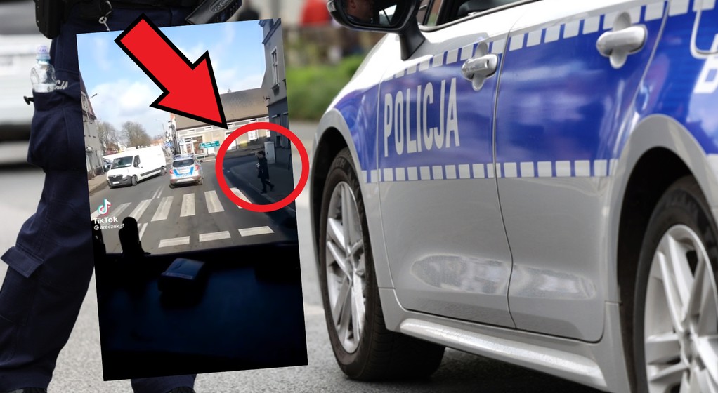Policja nie ustąpiła pierwszeństwa pieszemu (fot. screen: Facebook/SpottedKobylin)