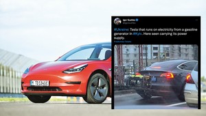 Tesla z dziwnym elementem z tyłu. Ktoś zamontował generator prądu?