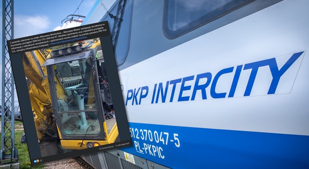 Koparka zderzyła się z pociągiem Intercity. Na szczęście ucierpiała tylko lokomotywa