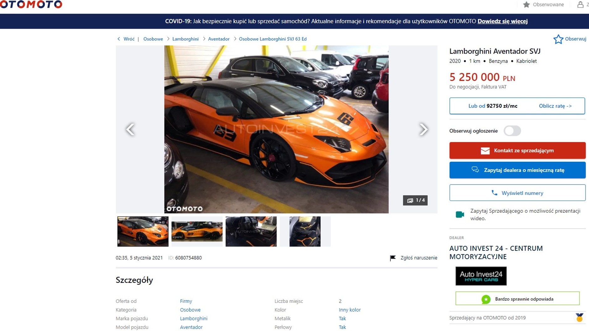 Lamborghini Aventador SVJ – 5 250 000 zł