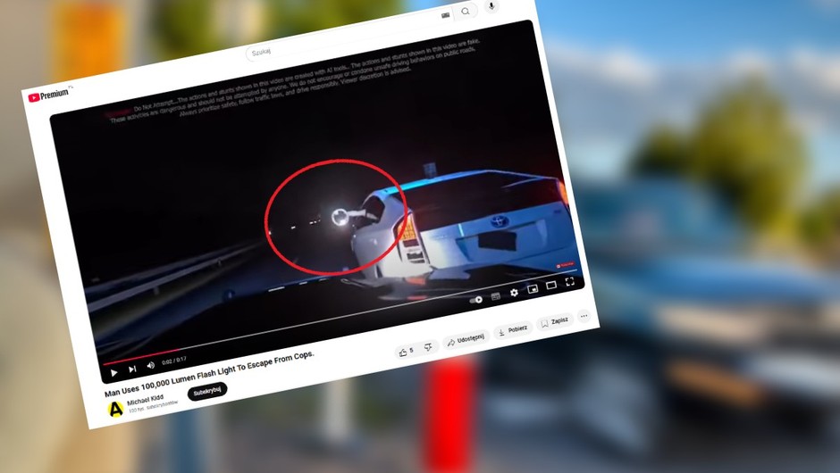 Goniła go policja, wyciągnął więc latarkę o mocy 100 tys. lumenów