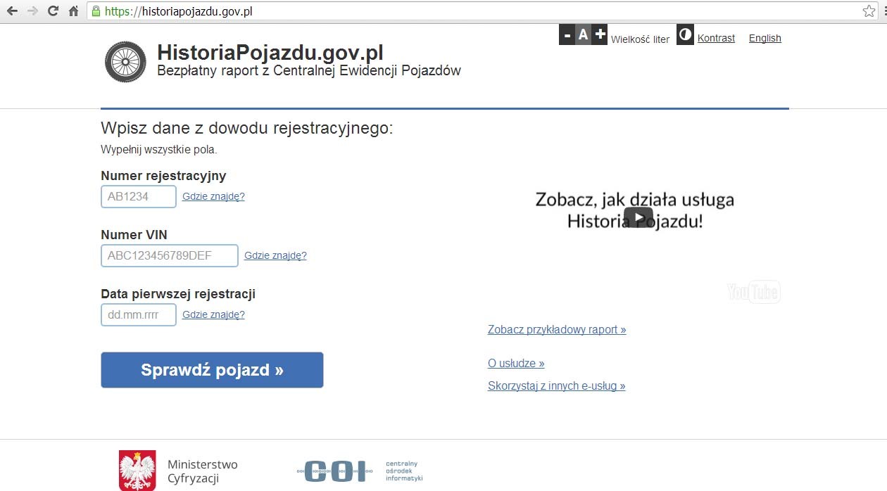 Historia pojazdu