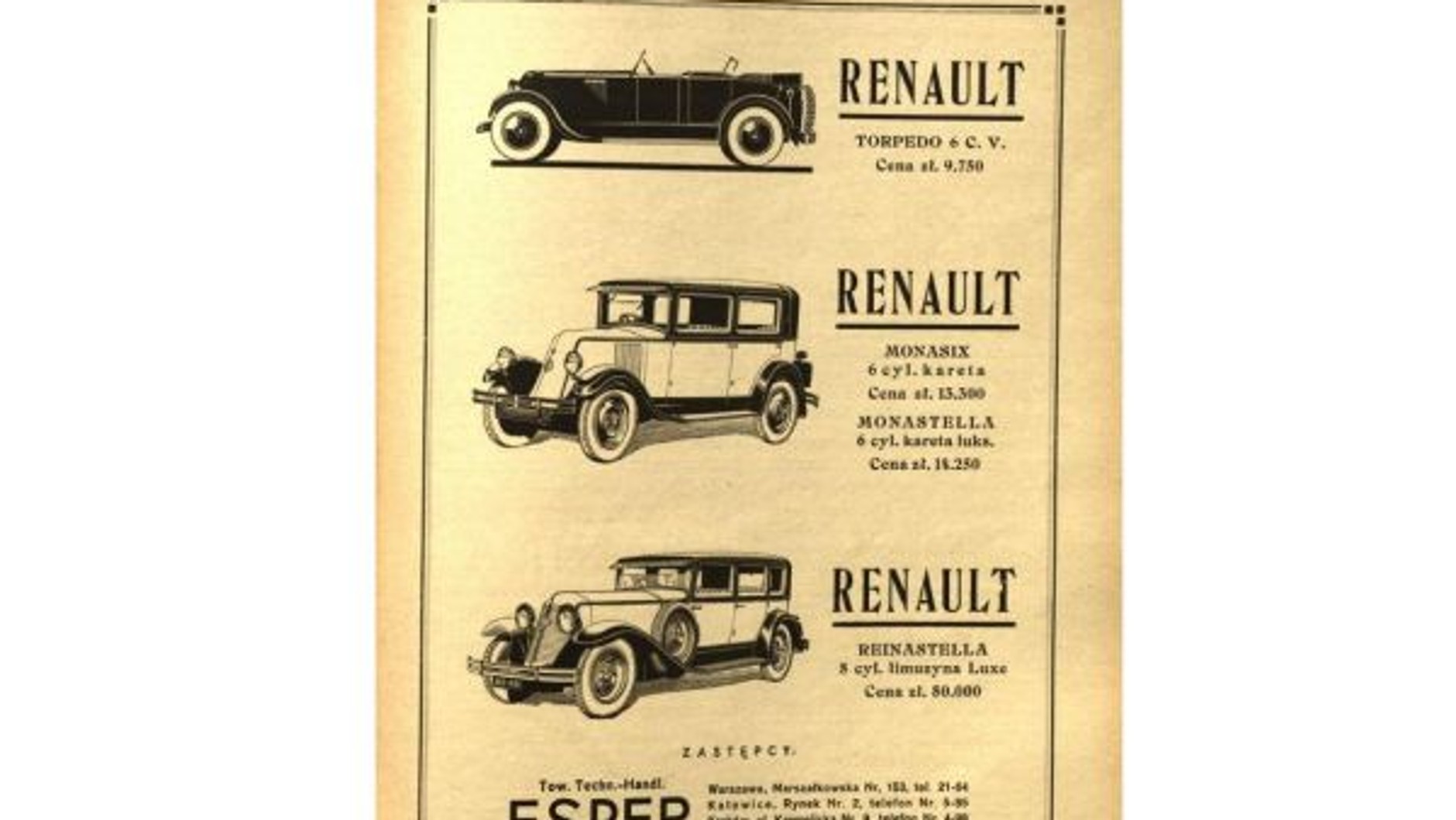 Reklama Renault 1929 r.