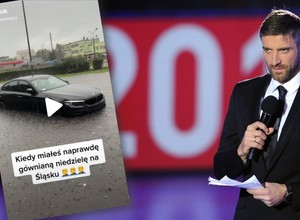 Maciej Dowbor znów miał motoryzacyjnego pecha. Tym razem utopił swoje BMW [Wideo]