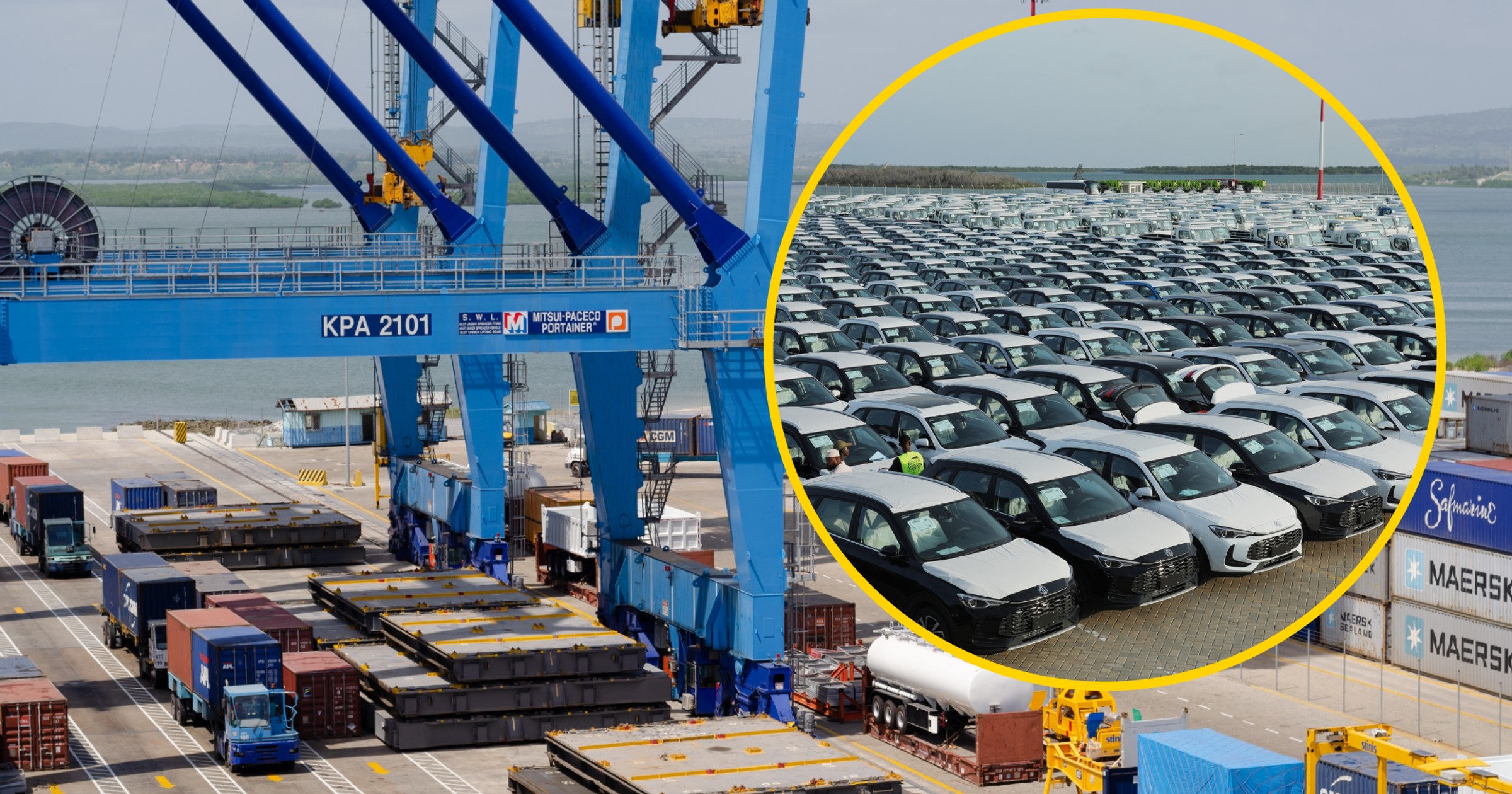 Samochody w porcie w Kenii