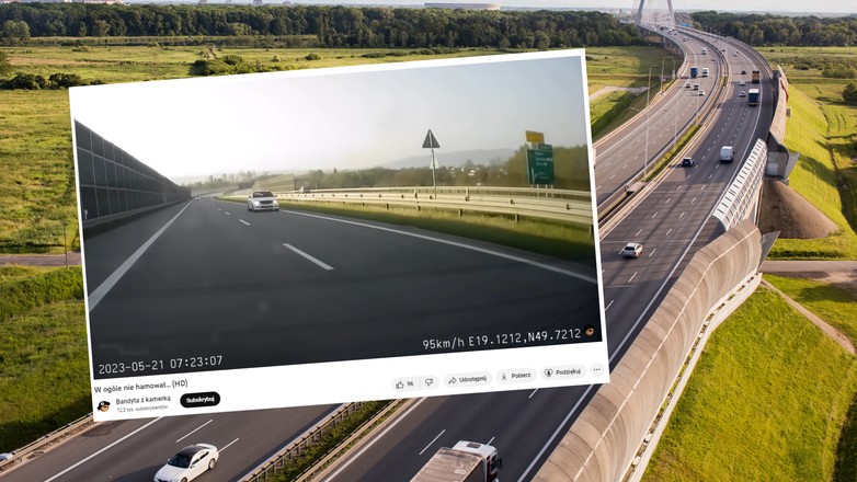 Kierowca Mercedesa wykonał niebezpieczny manewr. Mogło dojść do tragedii (screenshot/YouTube/@bandyta.z.kamerka)