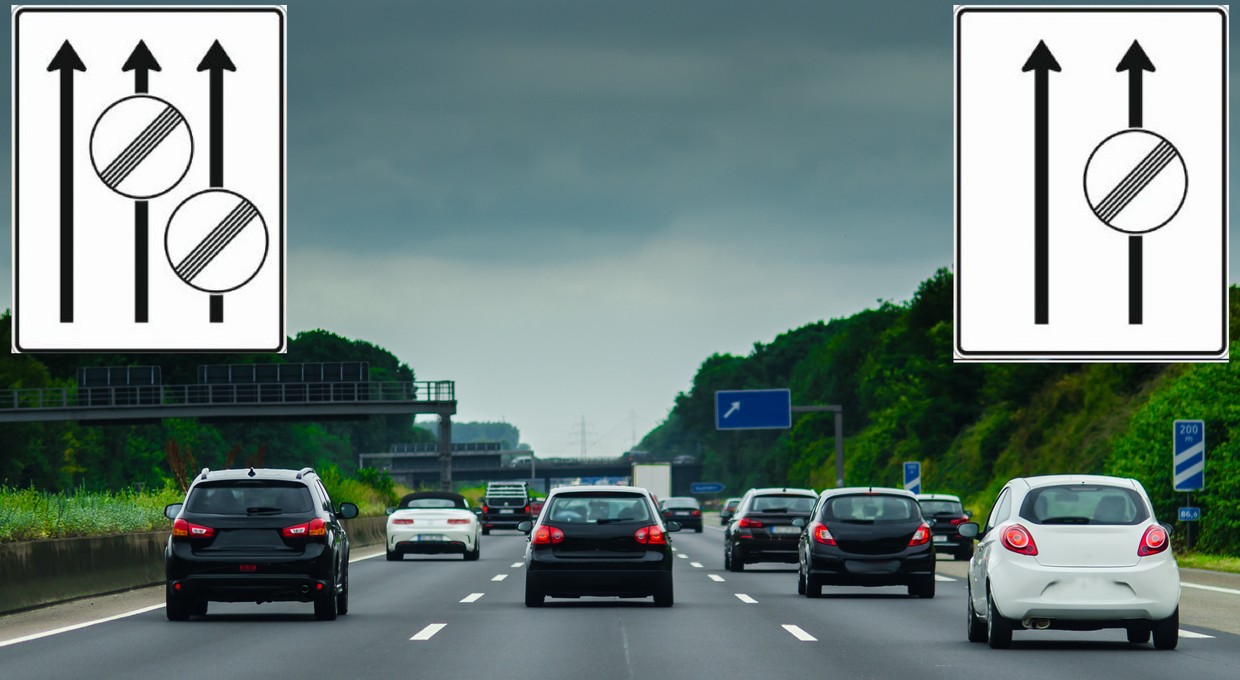 Biały znak ze strzałkami i okręgami na niemieckiej autostradzie — co oznacza?