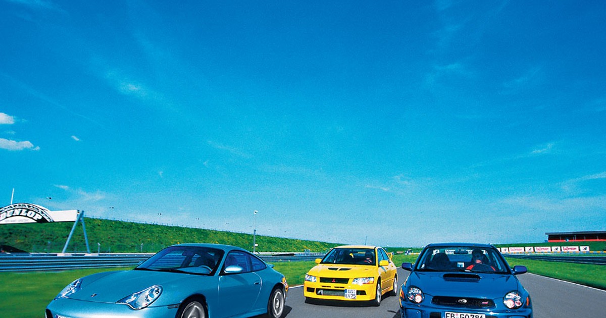 Używki w pełni legalne: Mitsubishi Lancer EVO VII kontra Porsche 911 Carrera i Subaru Impreza WRX STI
