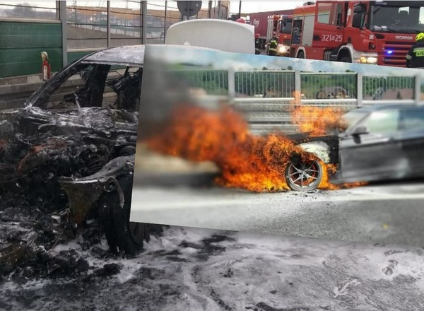Utrudnienia na trasie S7. Płonące BMW utworzyło duży korek w kierunku Zakopanego