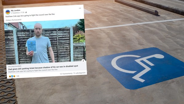Absurdalna sytuacja na parkingu. Dostał mandat, bo cień auta padał na niedozwolone miejsce