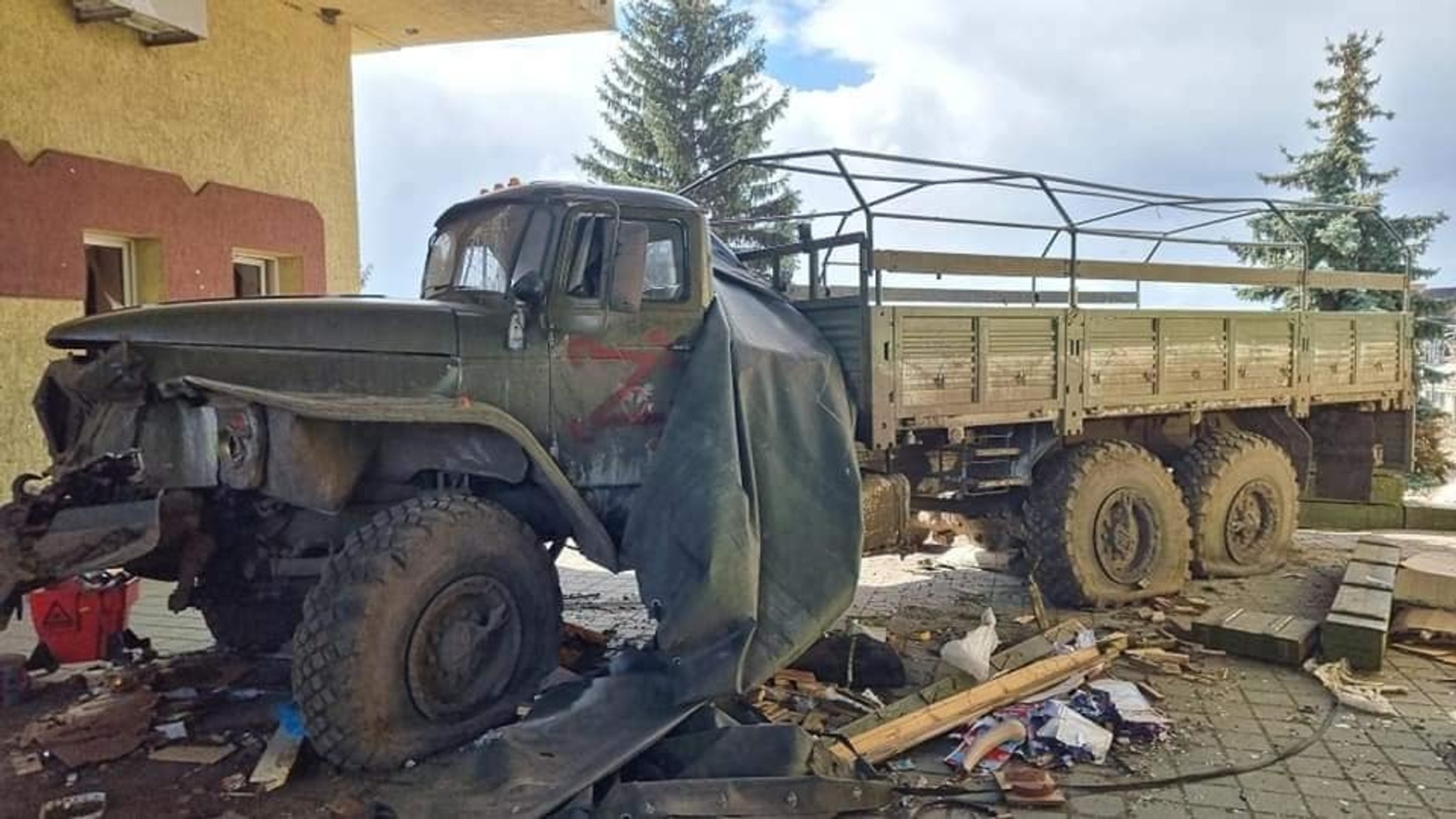 Zniszczona rosyjska ciezarówka