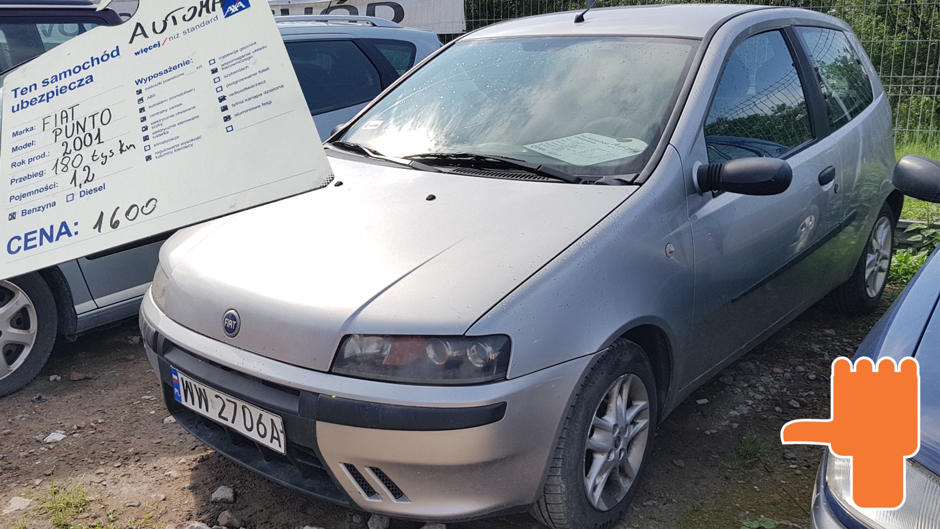 Fiat Punto 1.2/2001 r./przebieg 180 tys. km – 1600 zł
