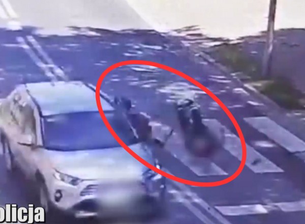 Potrącił 72-latka na wózku inwalidzkim. Policja pokazała nagranie z przejścia