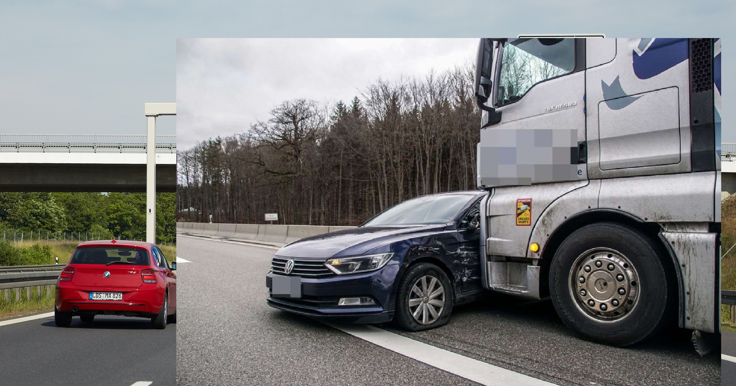 Tir pchał passata przez 1 km