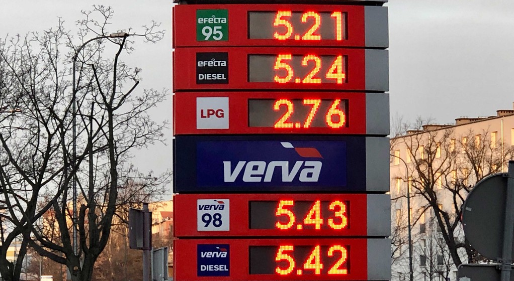 Ceny paliw na stacji benzynowej