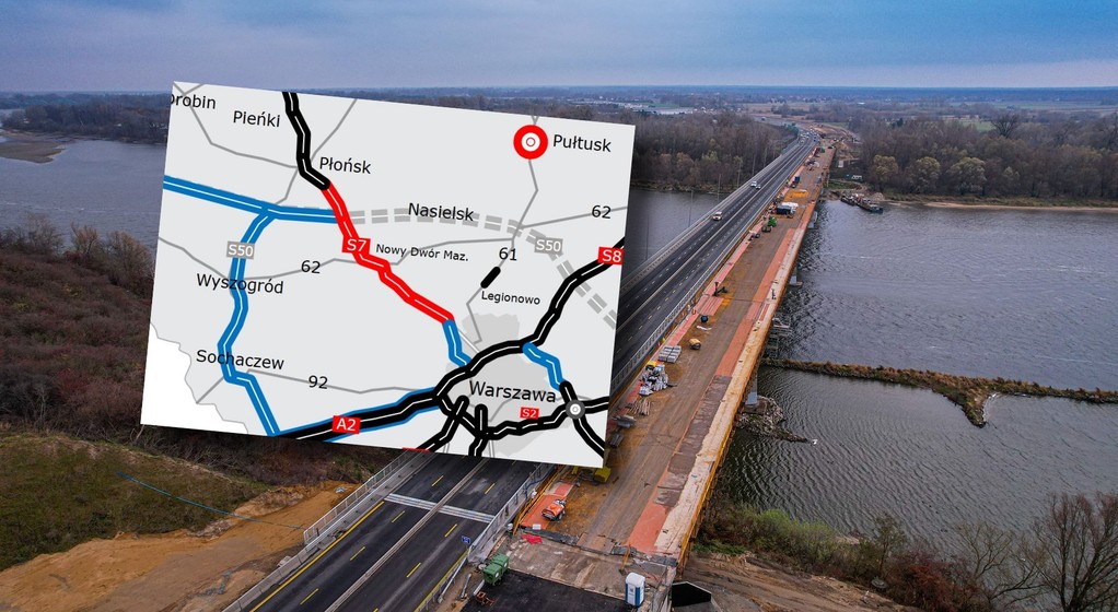 Droga S7 na północ od Warszawy