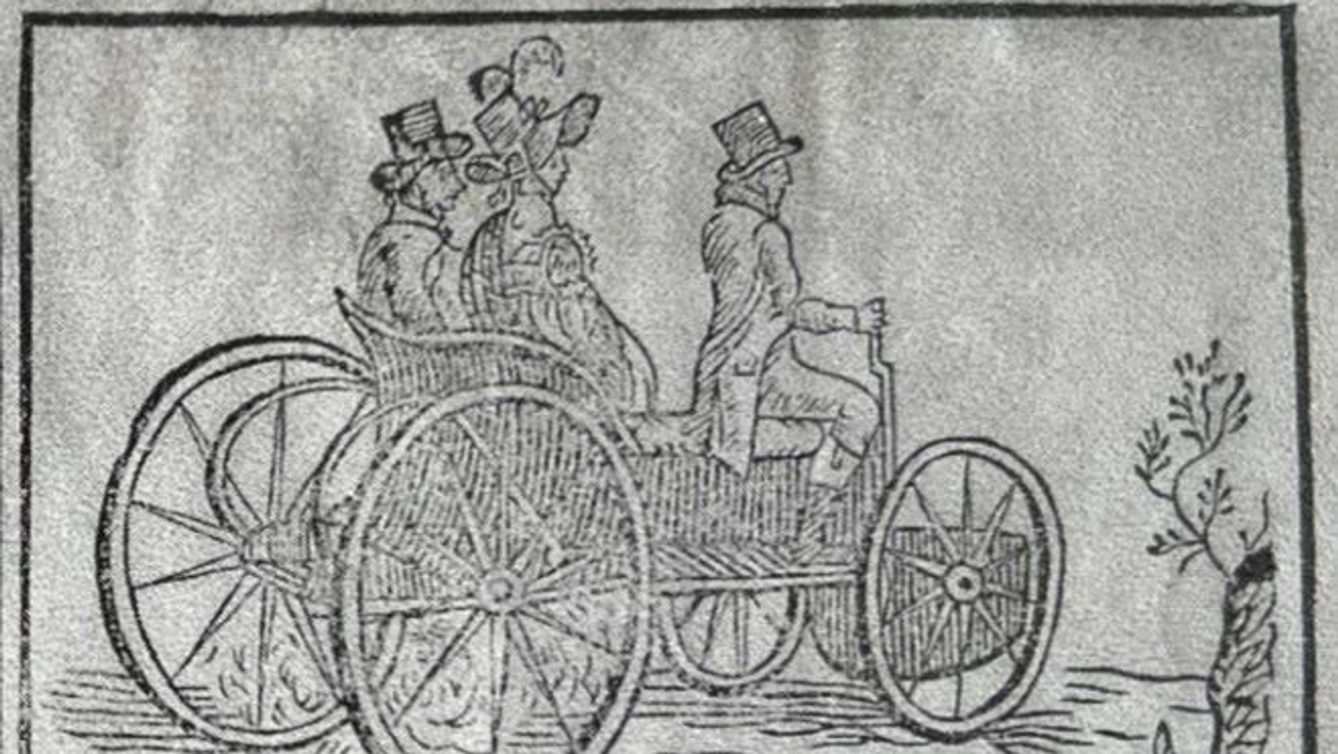 Samochód Józefa Bożka z 1815 r. (zdjęcie kserokopii XIX-wiecznej ryciny)