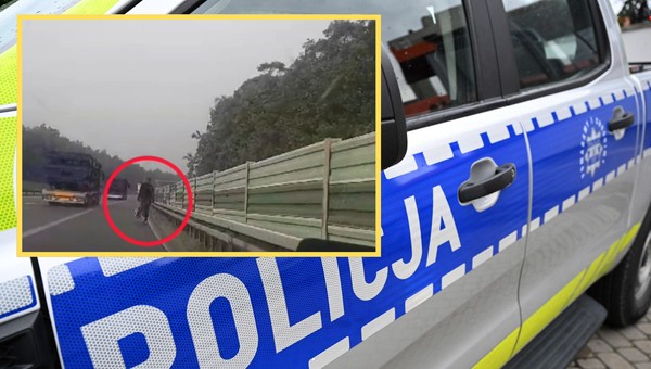 Policyjny patrol dwa razy zatrzymał autostopowicza na autostradzie A4 (screenshot; policja.pl)