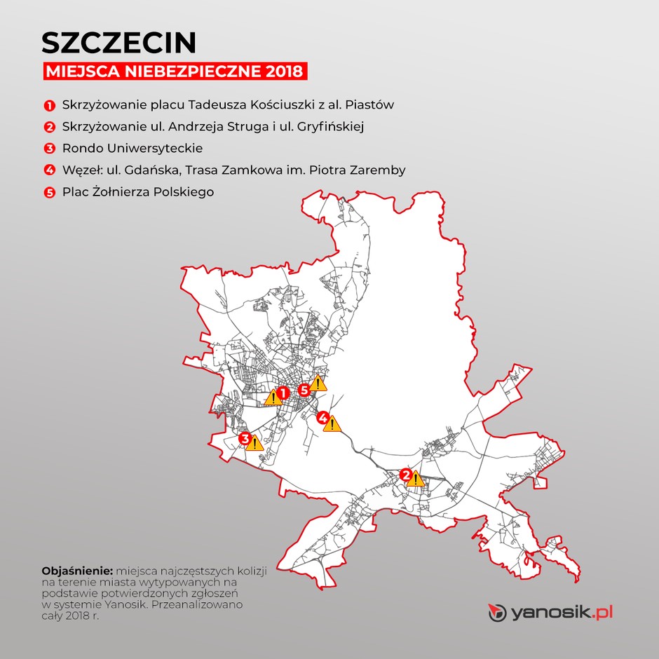 Pięć najbardziej niebezpiecznych miejsc w Szczecinie