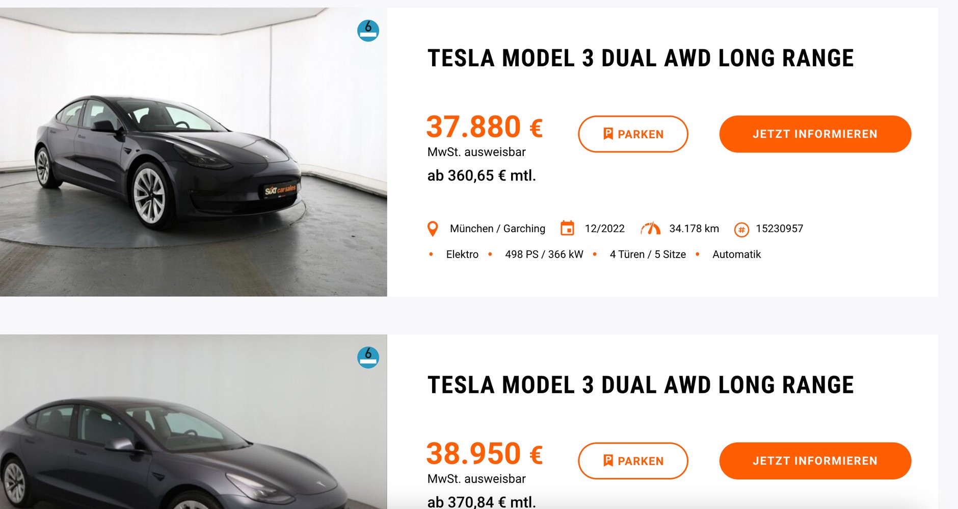 Tesla z wypożyczalni Sixt