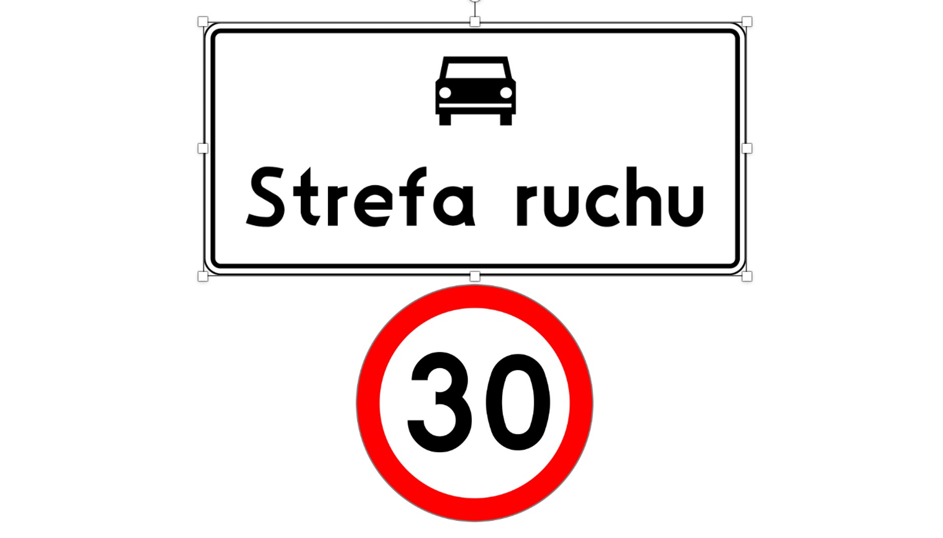 Znak zakazu umieszczony pod znakiem :strefa ruchu"