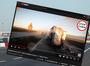 Autostrada A4: w wyniku zderzenia z ciężarówki odpadła kabina [Nagranie]