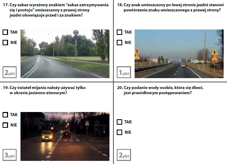 Egzamin teoretyczny na prawo jazdy - zestaw 6