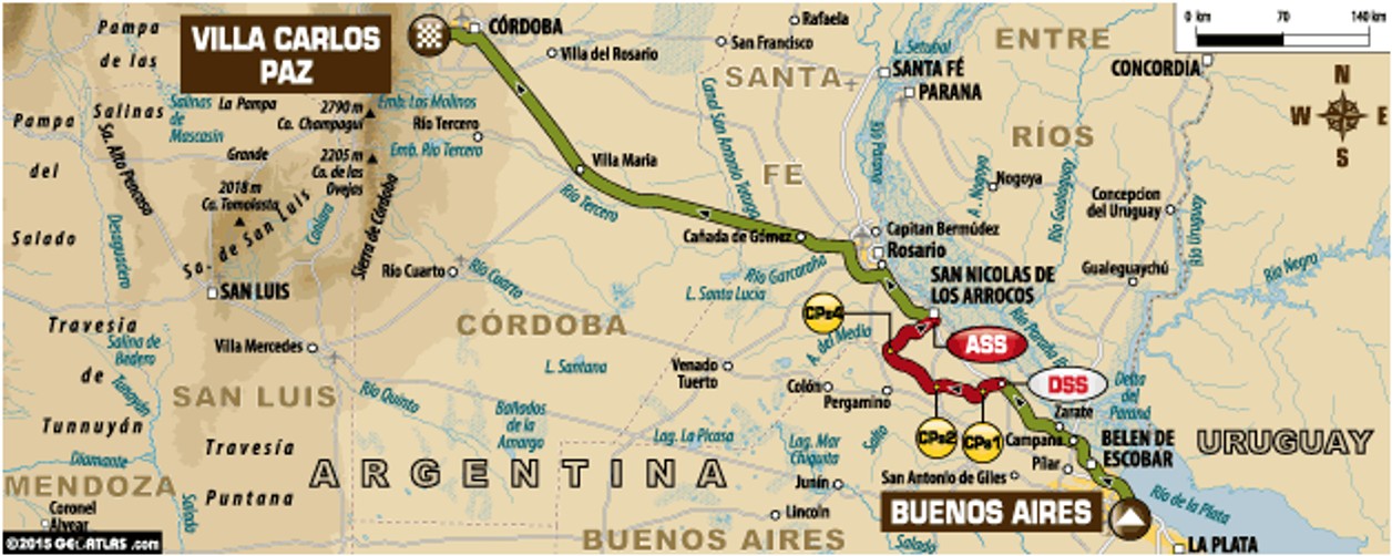 Rajd Dakar 2015 - trasa 1. etapu