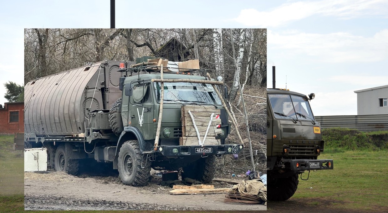 Rosjanie desperacko zabezpieczają pojazdy drewnem? To nie musi być do końca prawda