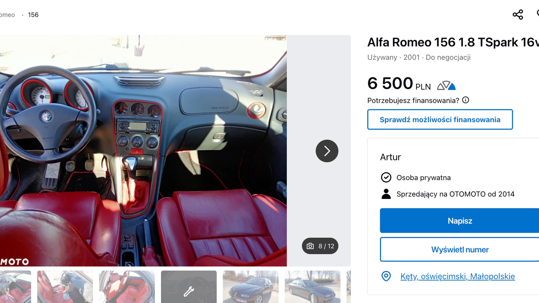 Wnętrze Alfy Romeo 156