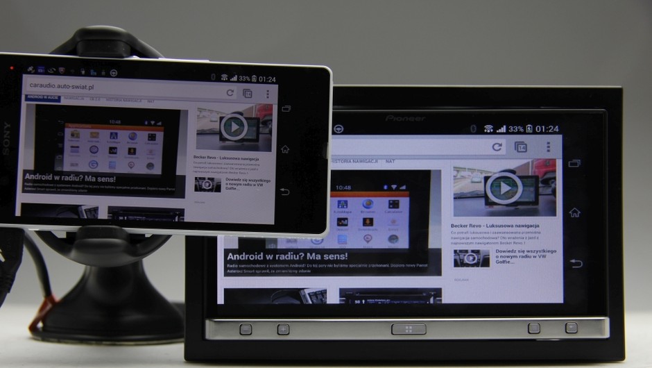 Pioneer SPH-DA110. Klonowanie obrazu z telefonu z Android działa świetnie.