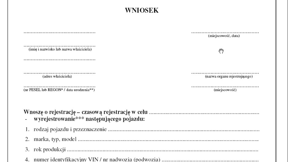 Wniosek o rejestrację