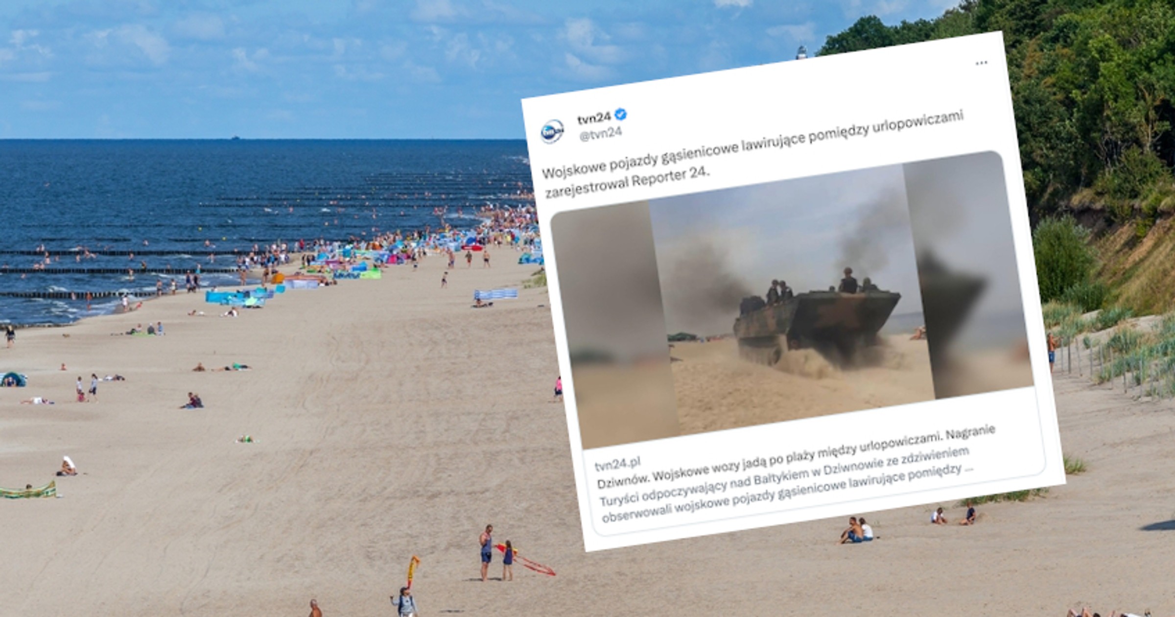 Wojskowe transportery na plaży