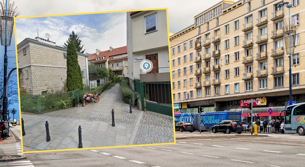 Najkrótsza ulica w Polsce znajduje się w Warszawie. Ul. Samborska ma tylko ww metry (Zdjęcie w kwadracie: Mapy Google)