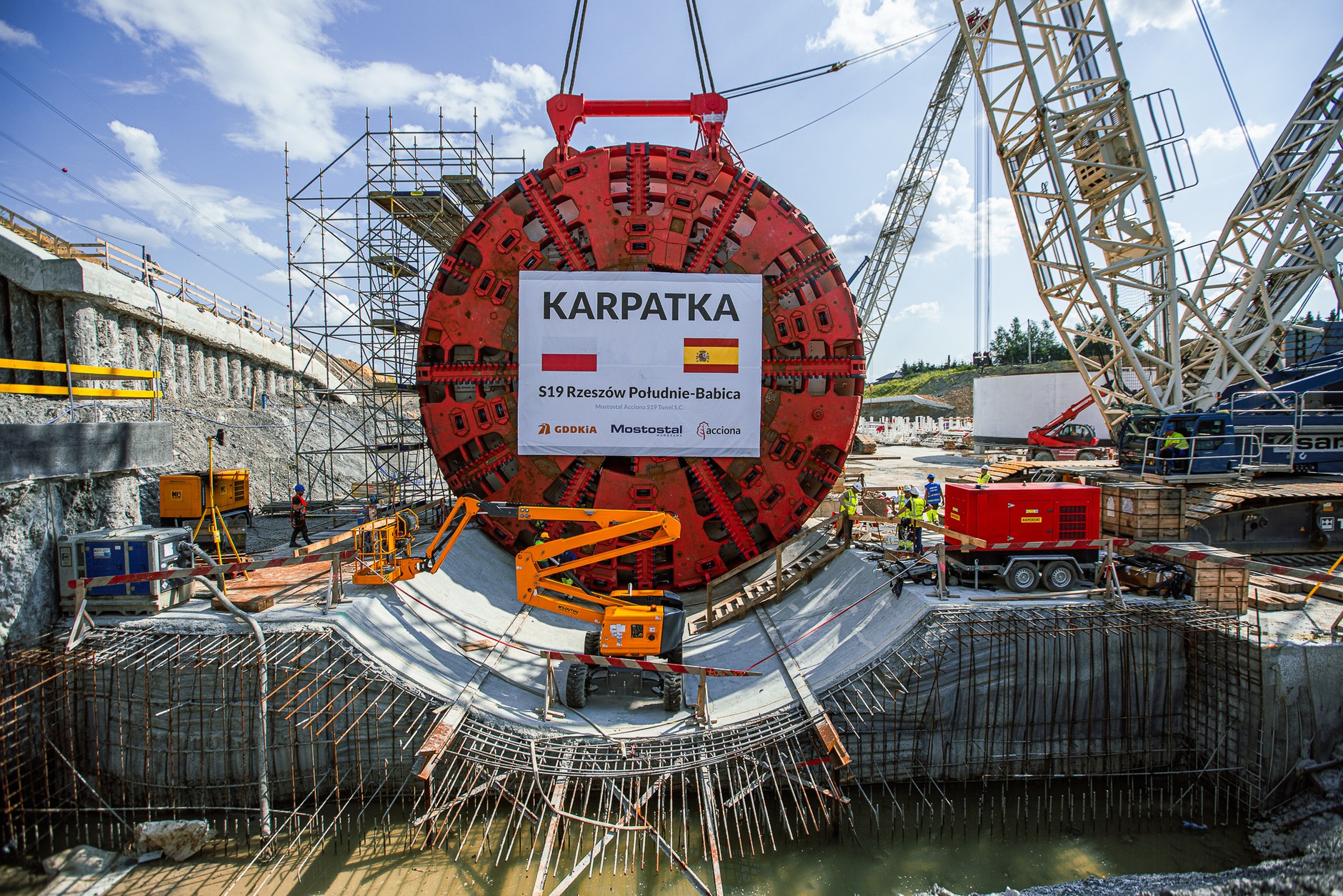 Maszyna TBM na placu budowy S19 Rzeszów Południe - Babica