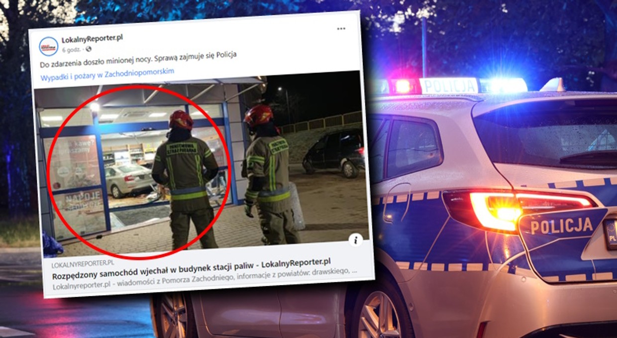 Chwile grozy na stacji paliw. Samochód taranował półki