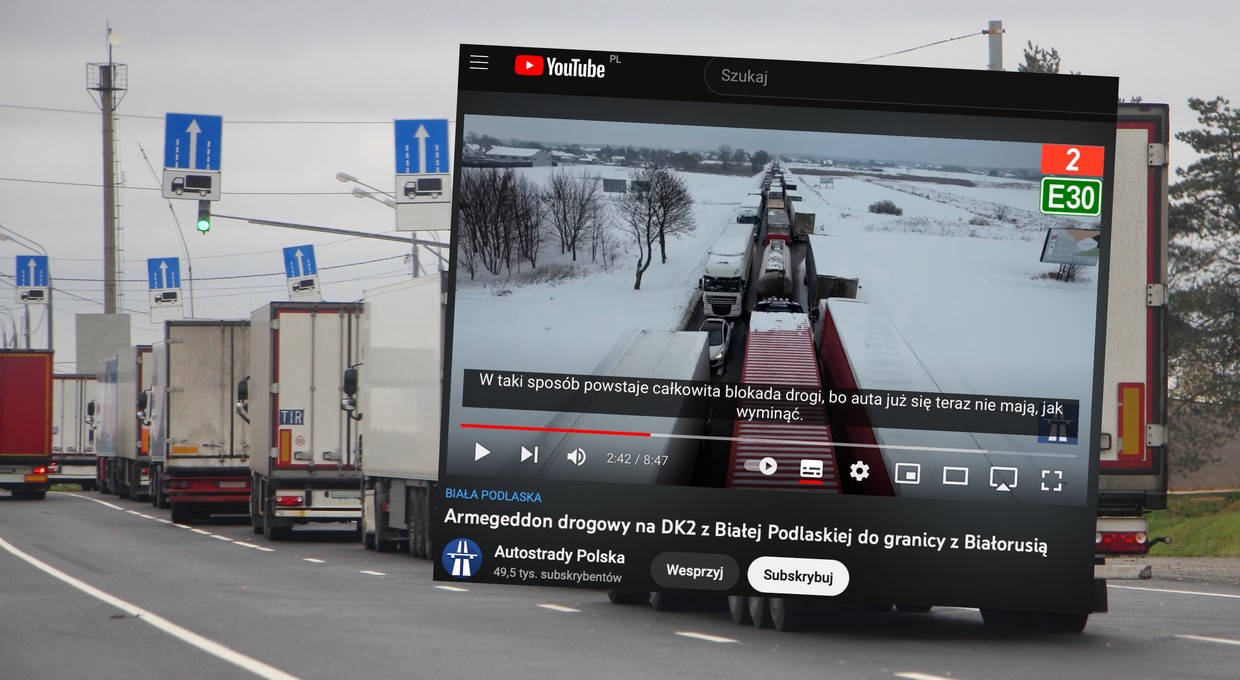 DK2 przed granicą z Białorusią. Pojazdy przez kilka godzin nie ruszają się nawet o centymetr [WIDEO]
