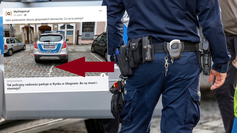 Pokazali, jak policjanci zaparkowali auto (fot. screen: Facebook/myglogowpl)
