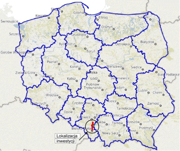 Budowa obwodnicy Oświęcimia — mapa