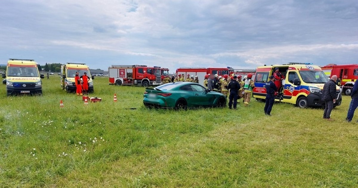 Wypadek na lotnisku w Krośnie