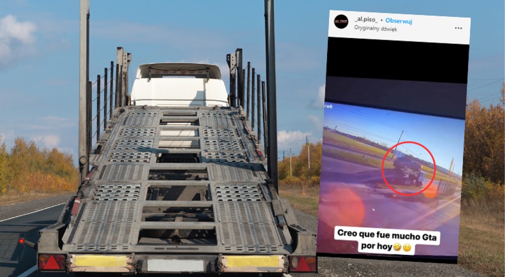 Zaparkowana laweta stała się drogową przeszkodą (fot. instagram.com/_al.piso_)